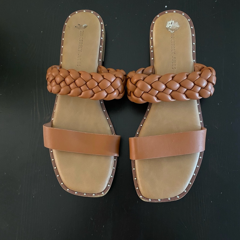 Womens Sincerely Jules Brown Sandals Size 9.5